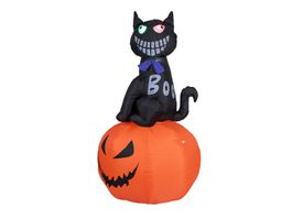 EUROPALMS Halloween Aufblasbare Katze mit Kürbis, 183cm