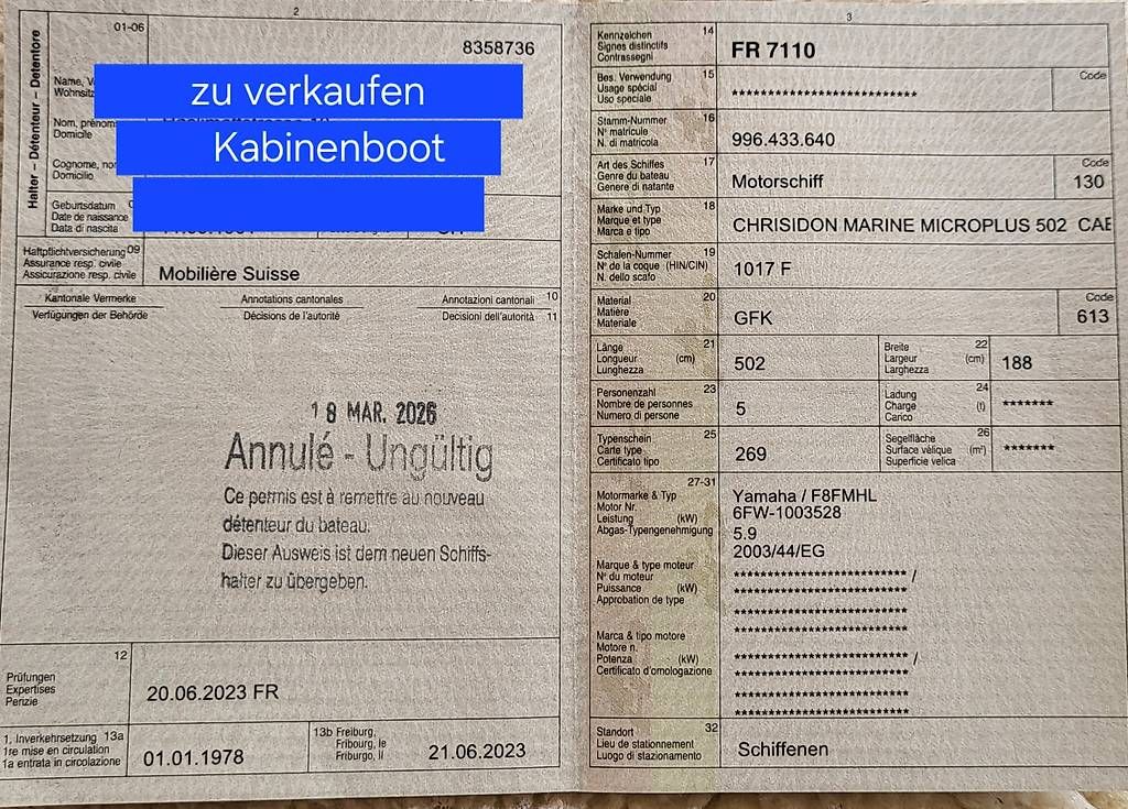 Barche: Kabinenboot  – Usato da Biberist venduto da BosshardtG 3