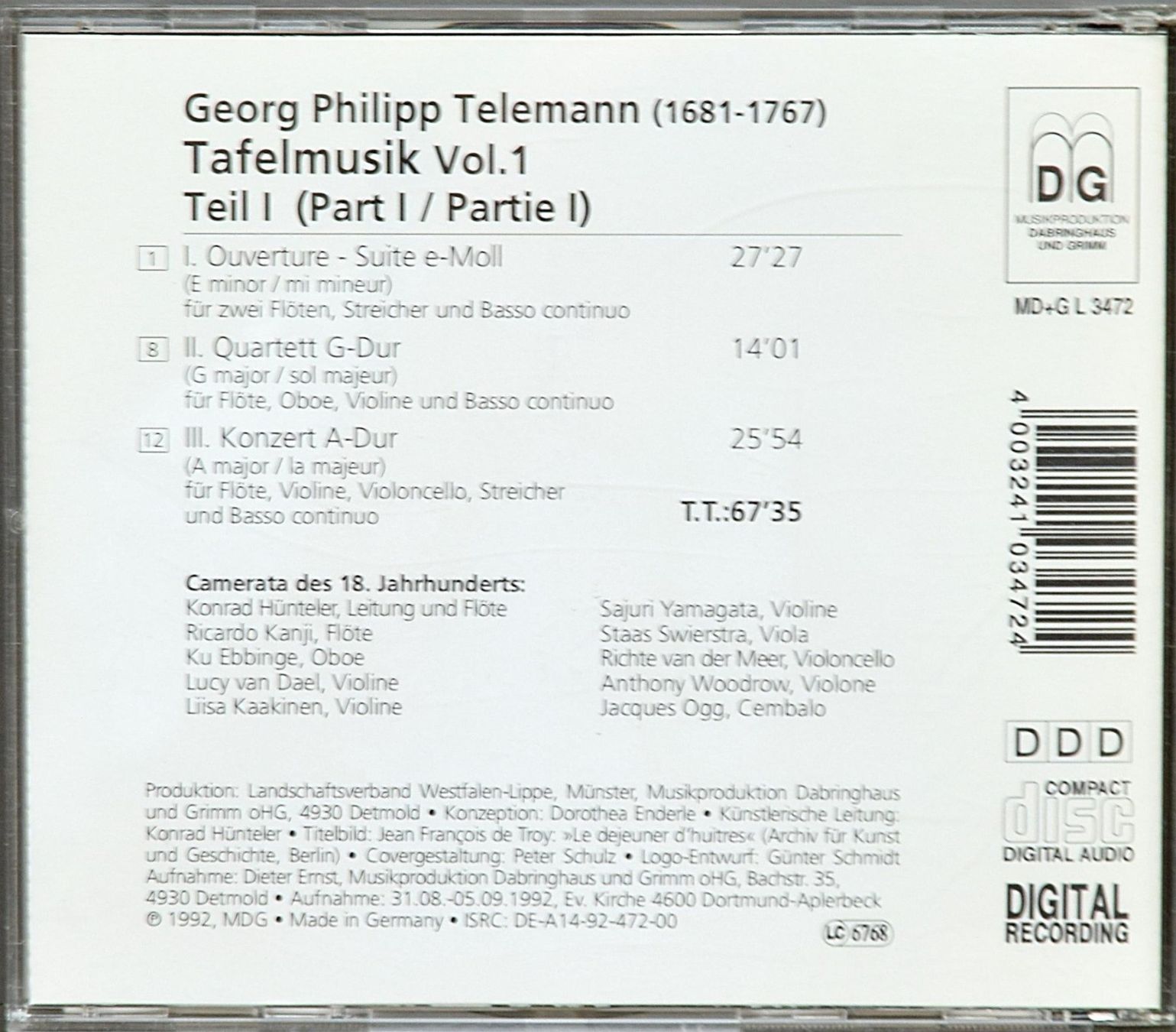CD: Telemann Tafelmusik Vol 1 - CD – Usato da Niederhelfenschwil venduto da Rol9527 1