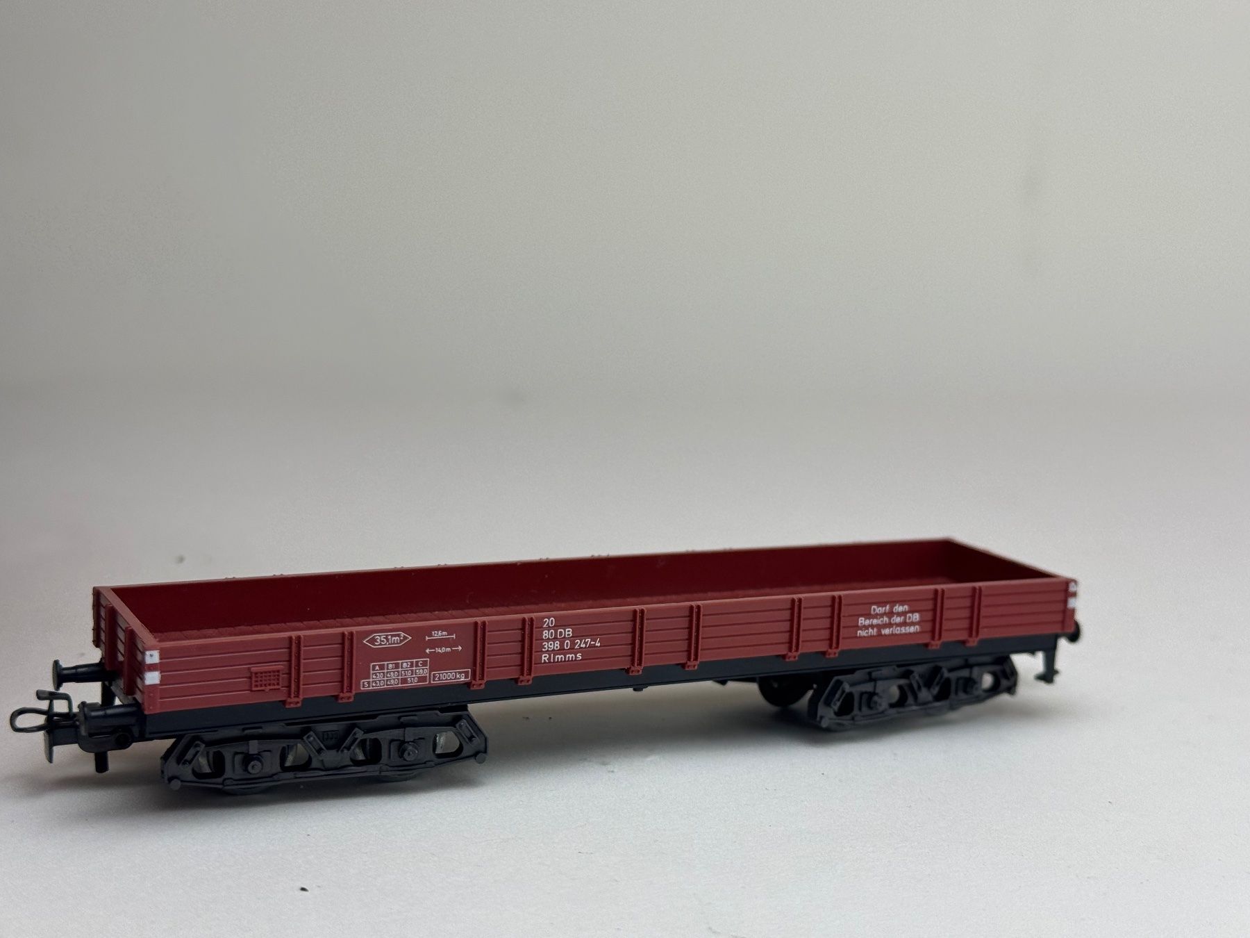Märklin Modellini di ferrovie: HR- Märklin 4 Achs Flachwagon DB – Usato da Elm venduto da Wikmtz 1