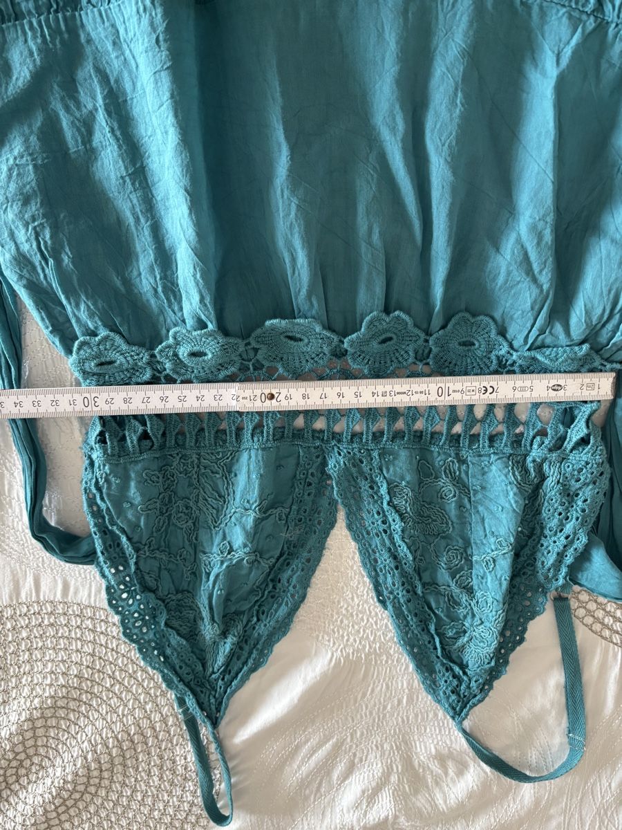 Robes: Kleid Petrol Grösse 36 Baumwolle mit Spitze – D'occasion à Salenstein par Silly...0 6