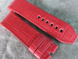 Wyler Code R Strap Belt Kroko-Band Rot Large - lange Grösse