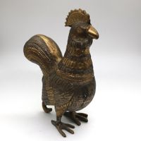 Antiker Messing Hahn Handgefertigt Skulptur