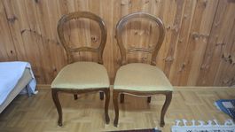 2 Stühle Louis Philippe  Bezug Goldfarben