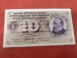 Seltene 10 Franken Noten von 1967, Serie 49 Unzirkuliert TOP