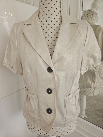 Jacke Leinenblazer Blusenblazer 38 Gold-Beige Bonita