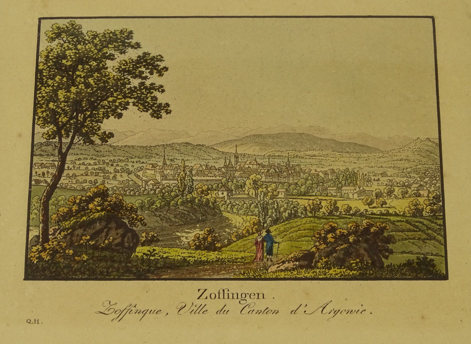 Incisioni: ZOFINGEN, AARGAU, AQUATINTA UM 1840 – Usato da Grüningen venduto da Kartensammler 1