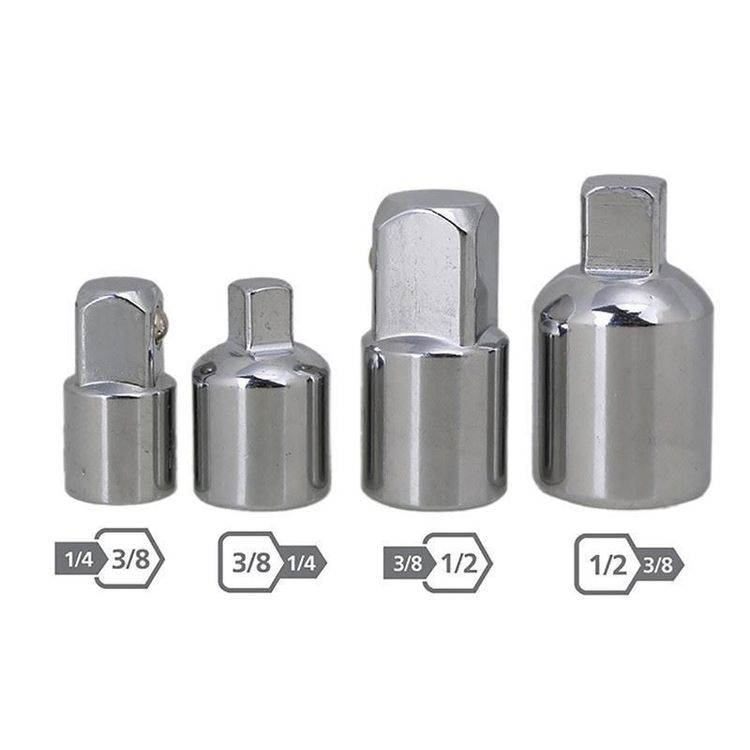 Ginour 4-tlg. Stecknuss Adapter-Satz – 1/2 Auf 3/8, 3/8 Auf 1/4, Etc., Cr-Mo Stahl | Für Ratschen, Schlagschrauber, Kraftwerkzeuge