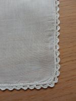 3x Nastuch älter umhäkelt Taschentuch mit Spitzen weiss