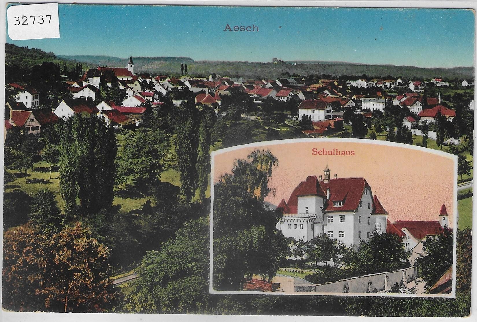 Cartoline postali: Aesch BL - Schulhaus - Litho – Usato da Ettingen venduto da Kartenplanet