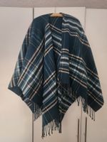 Marc O'Polo Poncho kariert blau Wolle Damen neuwertig