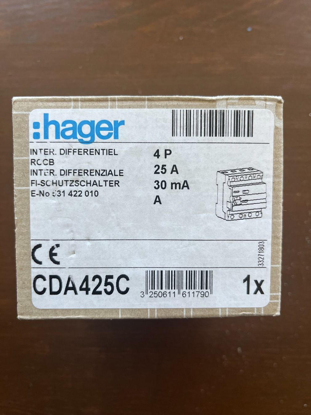 Hager Alimentazione elettrica: FI 25A 30mA 3LN – Nuovo e nell'imballaggio originale da Dintikon venduto da Redgar58