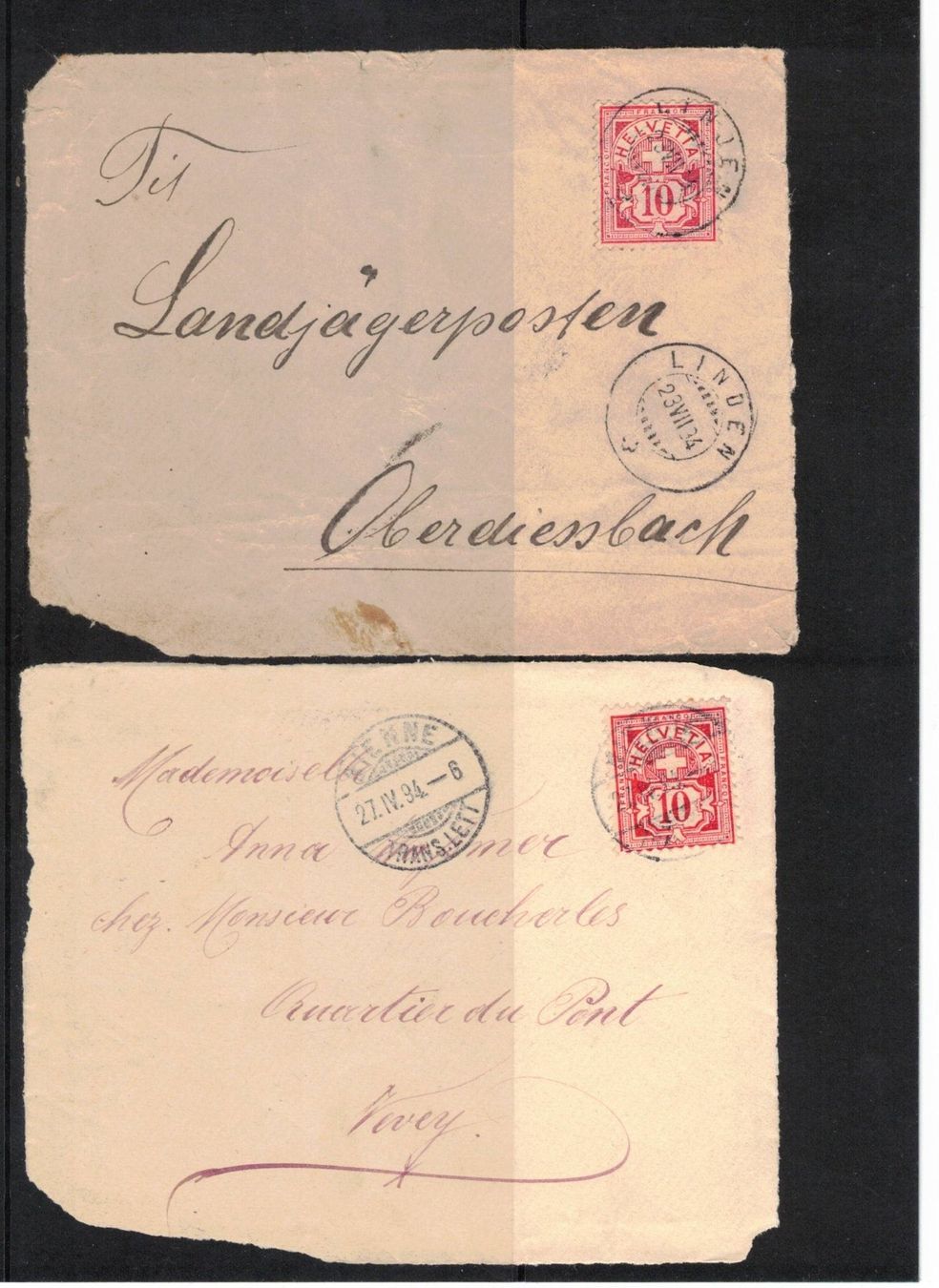 Tutti i francobolli: 1884 Eidg. Kreuz Briefausschnitte – Usato da Rheinau venduto da loxis