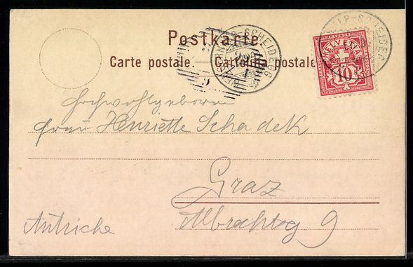 Cartoline postali: Litho Kl. Scheidegg, Kurhaus mit Bahnhof – Usato da Berlin venduto da bartko-reher 1