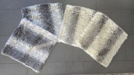 4 Kunstfell-Kissenbezüge 45×45cm + Kissen + Läufer 180×40cm