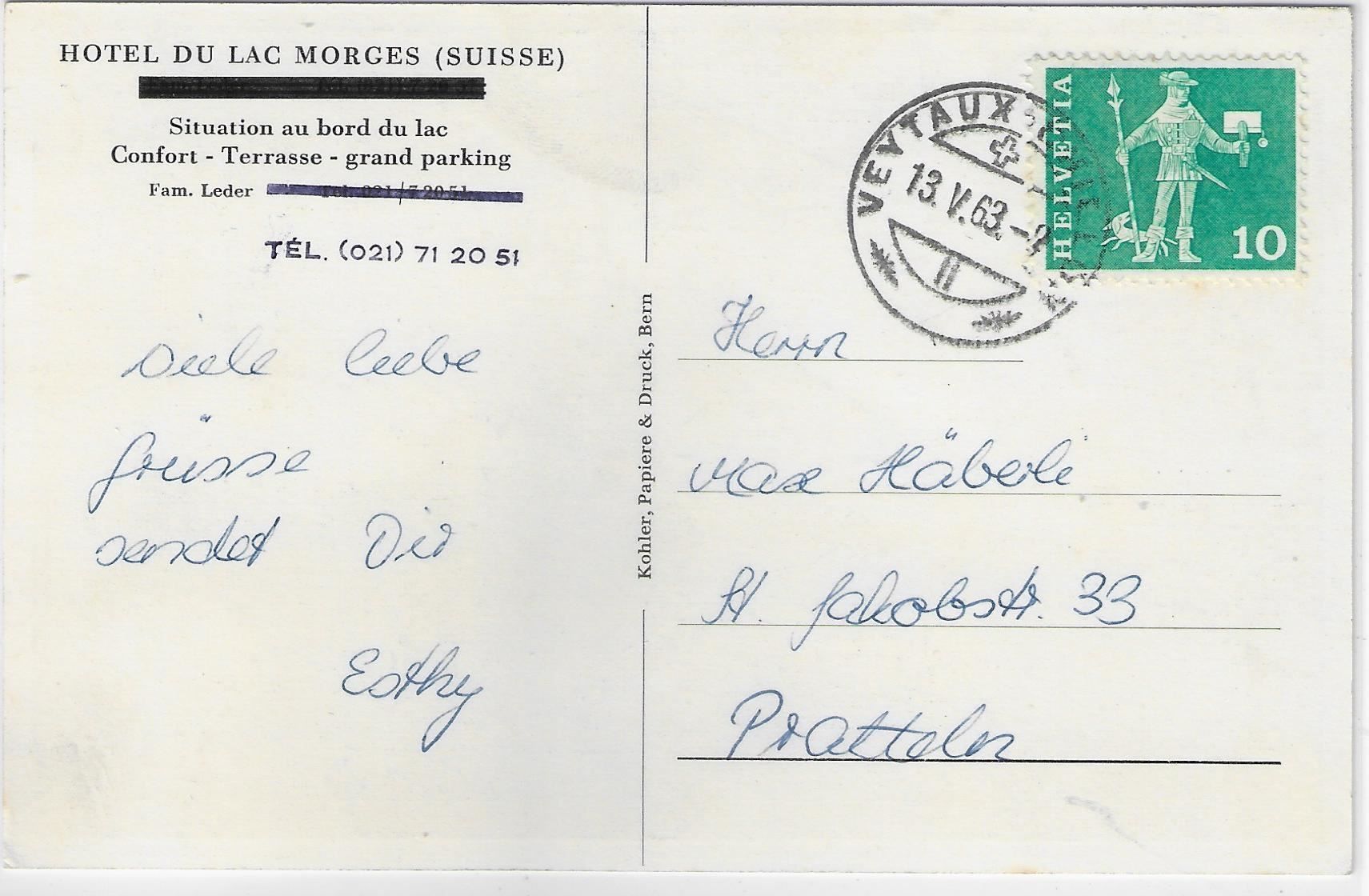 Cartoline postali: Hotel du Lac Morges – Antico da Ettingen venduto da Kartenplanet 1