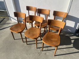 6er Set Vintage Beizenstühle Horgen Glarus zugeschrieben