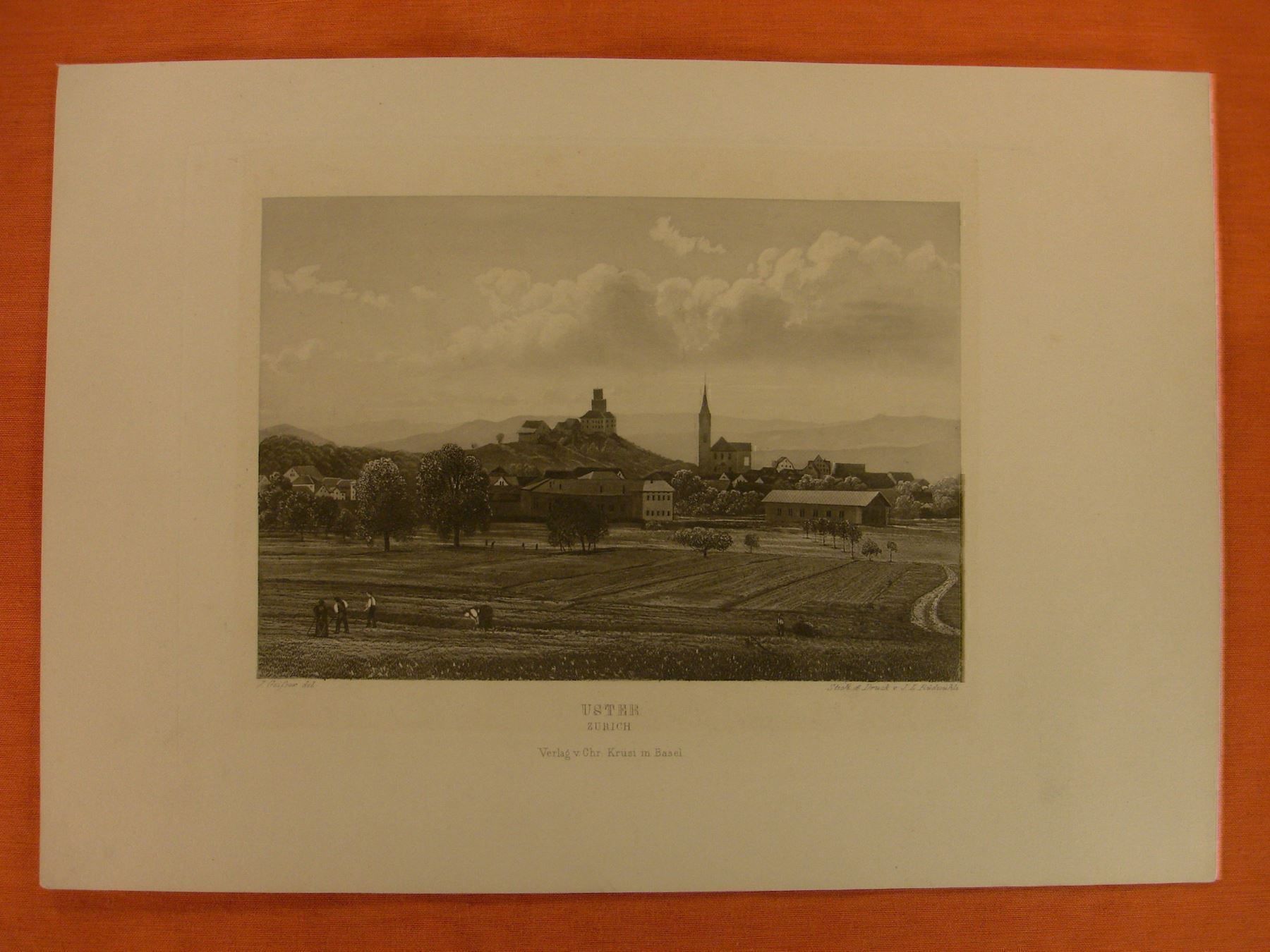 Incisioni: USTER, AQUATINTA 1865 – Antico da Grüningen venduto da Kartensammler 1