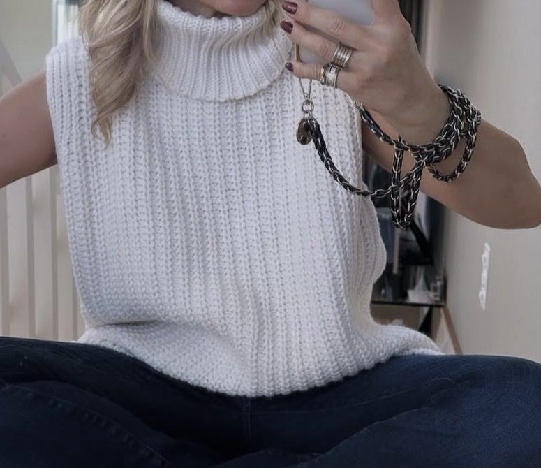 H&M Pullover & Sweatshirts: Cremeweisser Grobstrick-Pullunder mit Rollkragen, Größe S – Gebraucht aus Zürich von zor_9n5z 3