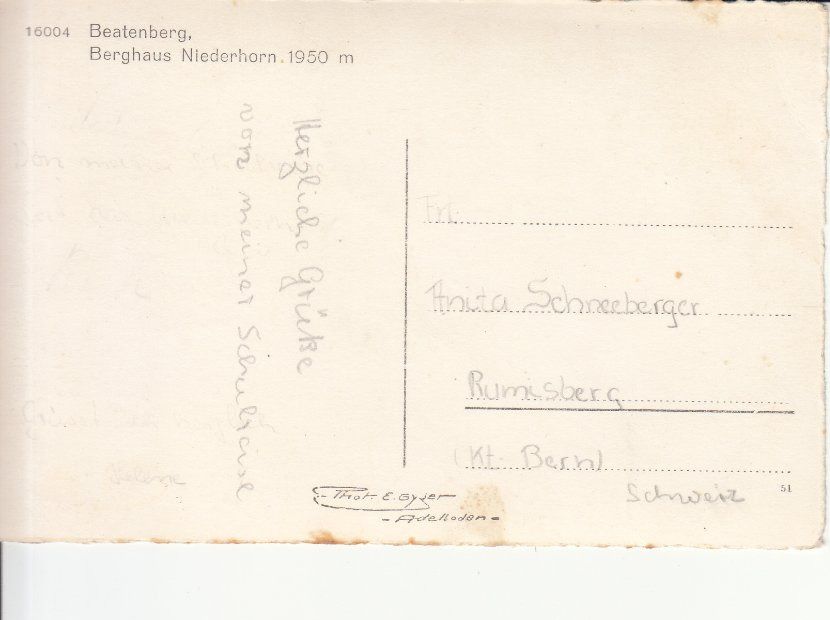 Ansichtskarten: Niederhorn Berghaus ca. 1950 – Gebraucht aus Bürglen TG von StampGraf 1