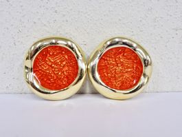 Vintage Ohrclips Clips Ohrschmuck Rot Gold 70er 80er Jahre