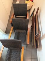 Gartenset Tisch und 4 Stühle Rattan Holz braun gebraucht