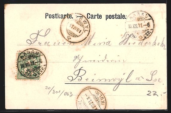 Cartoline postali: AK Aarau, Blick in die Fehrstrasse, 1901 – Usato da Berlin venduto da bartko-reher 1