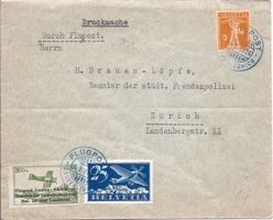 AVIATION, LAUFEN - ZÜRICH avec PA No. 5 et vign. 1924.2 Pf 3