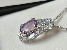 Amethyst, weisse Topase Anhänger, Silber 925