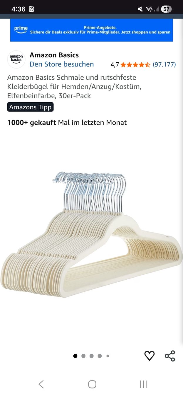 Appendiabiti: 100 Stück Amazon Basics dünne Samt Kleiderbügel – Usato da Laufenburg venduto da tinayv 3