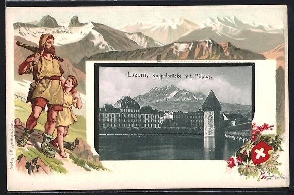 Cartoline postali: AK Luzern, Kappelbrücke mit Pilatius – Usato da Berlin venduto da bartko-reher