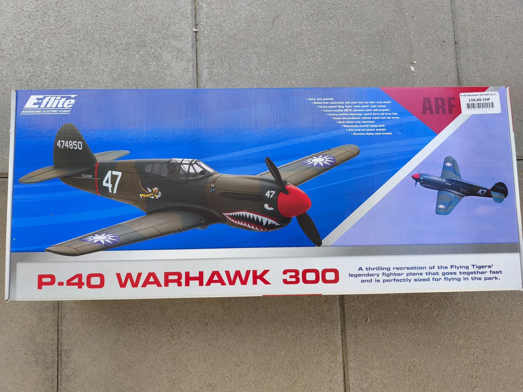 E-Flite Modellismo RC: Eflite P40 Warhawk – Nuovo e nell'imballaggio originale da Münchwilen TG venduto da PPELF