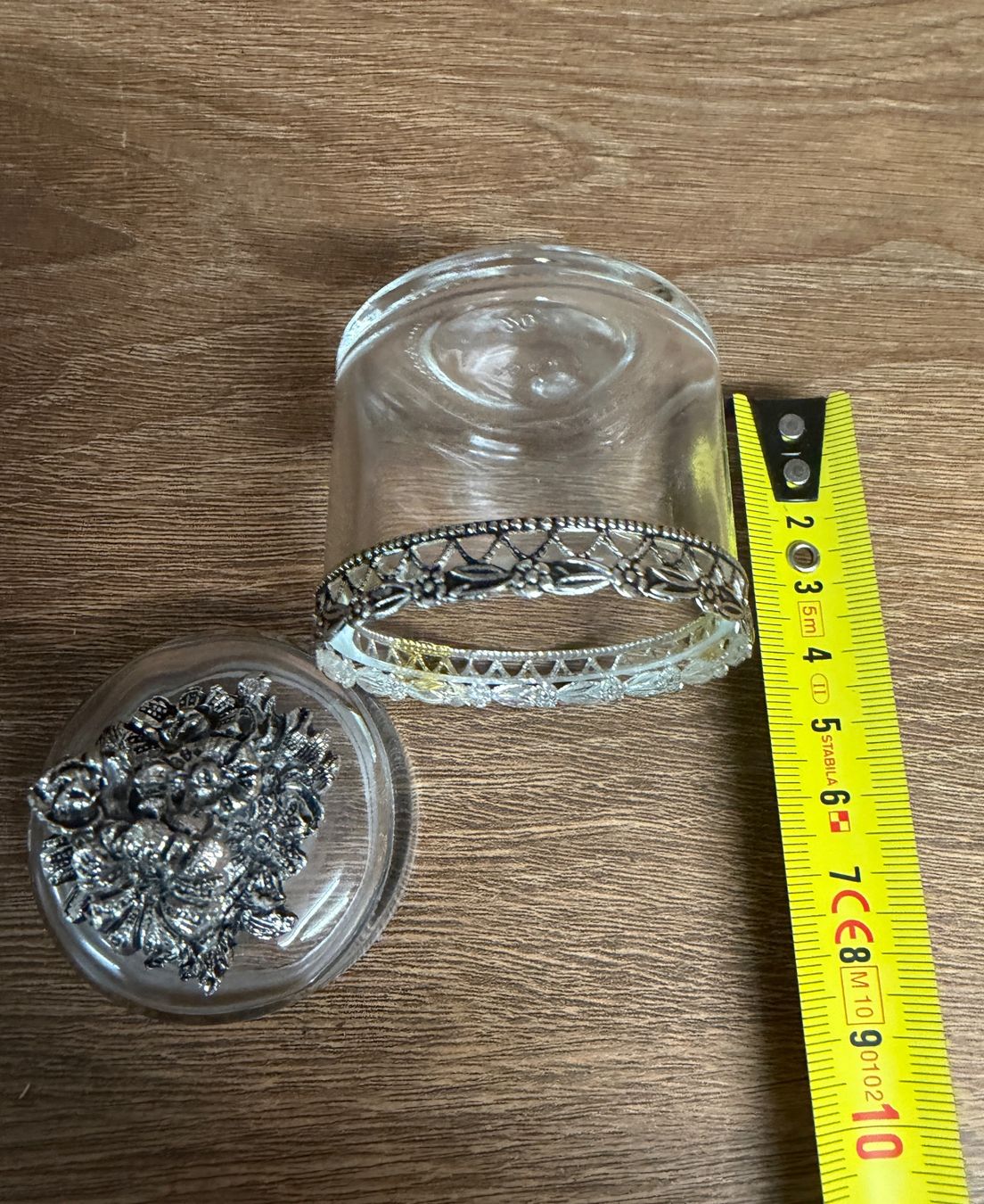 Bicchieri: Antike Schmuckdose / Dose aus Glas mit silbernem Deckel – Usato da Nussbaumen AG venduto da olitech5415 2