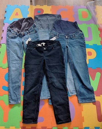 Umstandshosen Set vier Jeans blau schwarz gebraucht 