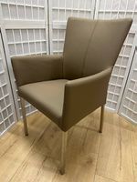 4 Sessel CHOICE Leder Mocca Beine Edelstahl gebürstet