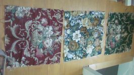 3 Dekostoff aus Musterkatalog Jab Leinen Vintage 55 x 52 cm