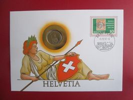 Helvetia Münze 1 Franken 1992, PP Stempel PTT Museum Bern