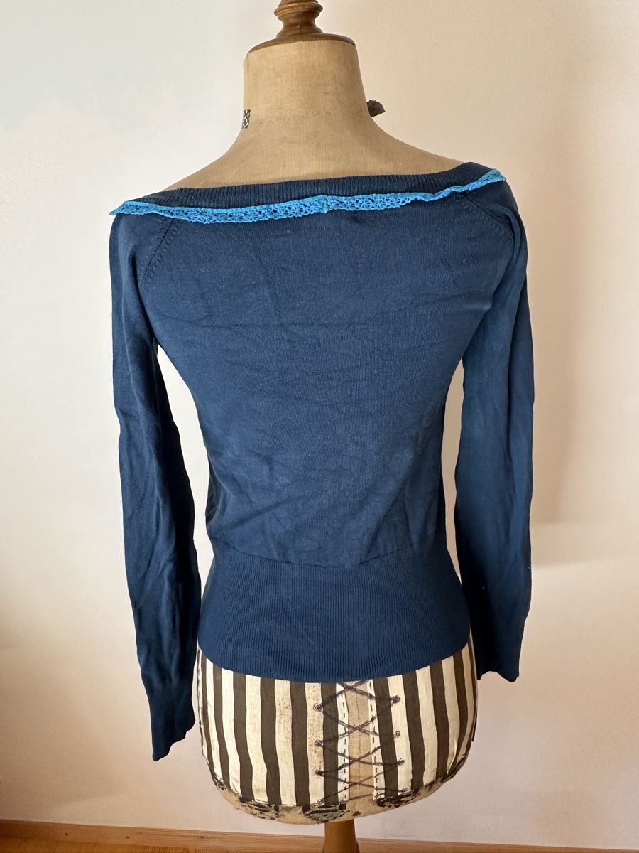 Mango Maglioni & Felpe: MNG Basics Feinstrickpullover, blau, Gr. S, mit Spitze – Usato da Bern venduto da Noeci 2