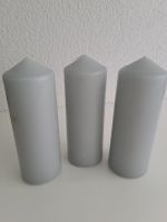 3 graue Kerzen, Stumpenkerzen, Adventskerzen, Blockkerzen