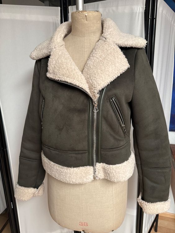 Stradivarius Wildleder Bomberjacke Damen Wintermantel Stradivarius