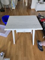 Antiker Tisch m. Schublade 73x52cm Weiss Shabby bemalt