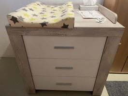 Wickelkommode Weiss/Holzoptik 3 Schubladen guter Zustand