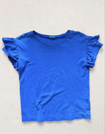 United Colors of Benetton T-Shirt Blau Grösse 140 Volants