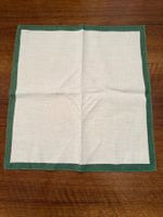 Serviette weiss mit grünem Rand 40x43cm Leinen