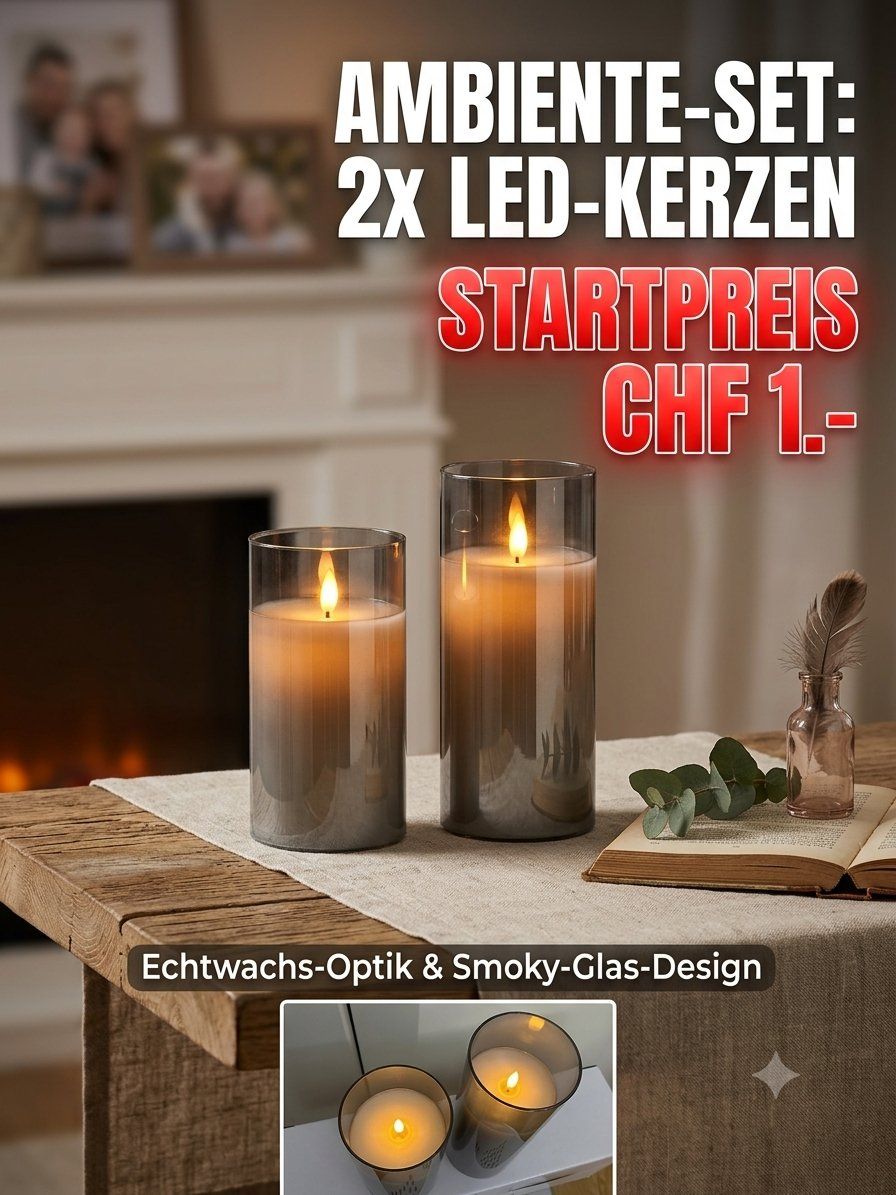 Candele: 2x Edle LED-Echtwachskerzen im Rauchglas | Ab 1.- – Usato da Tägerwilen venduto da Swiss-Ricardo