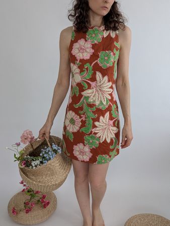 MNG Leinenkleid Blumenmuster, Gr. XS, Top Zustand!