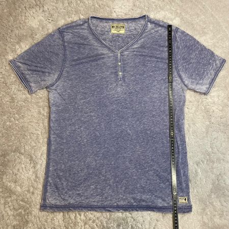 MCS & Co Vintage Y2K Henley T-Shirt Gr. L Blau Used Look