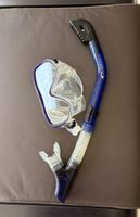 Taucherbrille mit Schnorchel, blau, in gutem Zustand