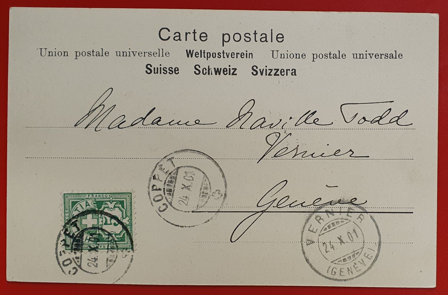 Cartoline postali: Coppet 1901 - Temple de Commugny – Usato da Kreuzlingen venduto da Rschweiz1 1