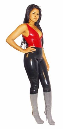 Latex Leggings mit Reissverschluss -  L